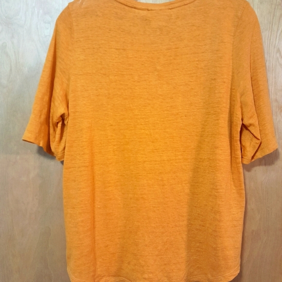 Nicole Miller 100 percent linen t-shirt, women's large, goldenrod yellow - Picture 2 of 4